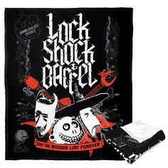 a black bandana with an image of two skeletons on it and the words jack rock barrel