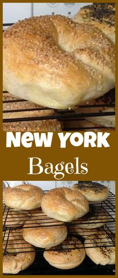 new york bagels are cooling on the rack in the oven and ready to be baked