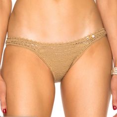 She Made Me Size S/M Fitted Crochet Lace Bottoms For Beach, Stretch Swimwear With Crochet Trim, Fitted Beach Bottoms With Crochet Trim, Spring Crochet Lace Swimwear, She Made Me, Briefs, Crochet Bikini, Womens Swim, Swimming