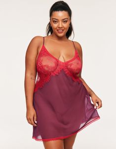 Show off your alluring side with the Raquel unlined slip. Made from soft georgette and intricate lace details, this red V-neck slip features a lace plunge back and a self-tie closure for a romantic look. (Available in plus-sizes XL-4X.)

Please note that this product is sheer, n*pples will be visible.
*Unfortunately, due to advertising restrictions, we can no longer show n*pples on our website.* Lace Camisole With Lace Back, Red Lace Trim Camisole, Red Fitted Lace Camisole, Fitted Lace Red Camisole, Chic Bra, Adore Me, Romantic Look, Bra And Panty Sets, Above The Knee