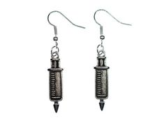 Cute Syringes Earrings material pendant: metalhooks and eyes: silver platedlength of the pendant (without hook): 30mmContent: 1 pair of earrings Metal Hooks, Jewelry Earrings Dangle, Silver Plate, Medicine, Dangle Earrings, Jewelry Earrings, Medical, Germany, Drop Earrings