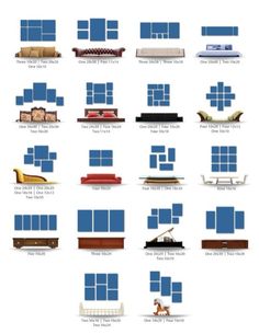 an image of different types of beds and couches in the same color as shown