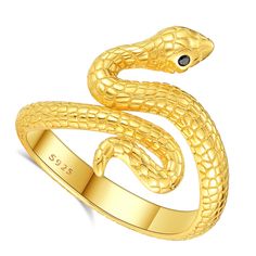 PRICES MAY VARY. 🐍 RETRO SNAKE DESIGN 🐍 Snakes represent transformation, eternity, rebirth, fertility and healing. The snake ring is like a real snake wrapped around your finger, very realistic. Wearing a snake ring reflects your inner strength and strong. 🐍 925 STERLING SILVER 🐍 This vintage thumb gold snake rings is made of real 925 sterling silver plated with 18k gld, hallmarked S925, nikel free and lead free. It will not change colors or turn your skin green. 🐍 Adjustable Ring Size 🐍 T Silver Snake Ring, Snake Rings, Cool Snakes, Adjustable Jewelry, Snake Design, Snake Ring, Gold Snake, Ring Jewelry, Adjustable Rings