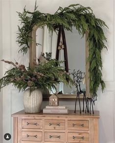 Dresser Christmas Decorations, Bedroom Dresser Christmas Decor, Christmas Decor Dresser, Dresser Christmas Decor, Christmas Dresser Decor, Christmas Decor Ideas Entry Way, Sideboard Christmas Decor, Early Christmas Decorating, Christmas Sideboard Decor