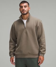 A Reimagined Classic. This Fleece Half Zip Puts Softness First, So You Can Bring Comfort Wherever You Go. Designed For Casual. Designed To Fit Loosely With Extra Room In The Chest And At The Waist. | Steady State Half Zip Fw24 Trends, Lounge Styling, Church Merch, Mens Half Zip, Mens Inspo, Dad Style, Men Sweatshirts, Half Zip Hoodie, Mens Lululemon