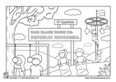 a coloring page with people standing in front of a sign that says hair hanging thin me republik indonesia