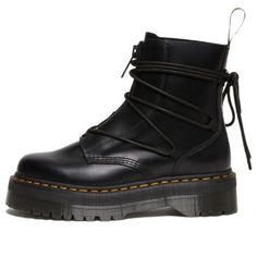 Dr. Martens Jarrick II Laced Leather Platform Boots 'Black' 27662001 Black Leather Platform Boots For Work, Black Calf Leather Lace-up Boots For Work, Black Calf Leather Boots For Fall, Black Leather Platform Boots For Winter, Black Calf Leather Closed Toe Boots, Black Closed Toe Calf Leather Boots, Black Combat Boots With Reinforced Heel In Calf Leather, Black Platform Boots With Leather Footbed For Fall, Black Calf Leather Combat Boots With Round Toe