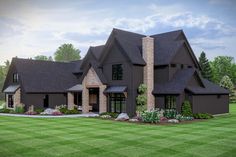 this is an artist's rendering of the front elevation of these luxury home plans