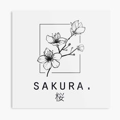 a black and white photo with the words sakura on it