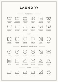 laundry symbols are shown in black and white, with the words laundry written below them