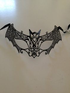 Black Laser Cut Metal Bat Venetian Masquerade Porm Wedding Party Mask Men Women Black Gothic Masquerade Mask For Fantasy Events, Black Gothic Masquerade Mask For Theater, Black Gothic Party Mask, Gothic Adjustable Masquerade Mask, Gothic Masquerade Eye Mask For Theater, Masquerade Ball Outfits, Ball Outfits, Mask Men, Bat Mask