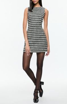 Flecked houndstooth checks bring preppy polish to this wool-enriched tweed dress that plays well with layers and stands out on its own. 35 1/2" length (size 12) Back zip closure Jewel neck Sleeveless Lined 90% polyester, 6% wool, 4% other fibers Dry clean Imported Houndstooth Mini Dress, Houndstooth Dress Outfit, Plaid Dress Outfit, Houndstooth Outfit, Tweed Shift Dress, Houndstooth Dress, Pleated Mini Dress, Aline Dress, Dreamy Dress