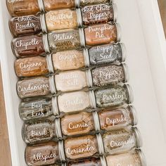 an open box filled with different types of spices