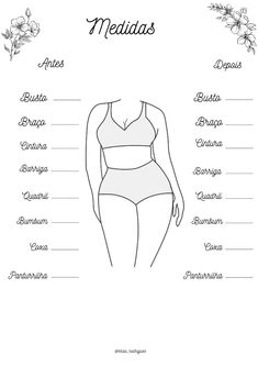 a woman's body is shown with the name medidas in spanish and english