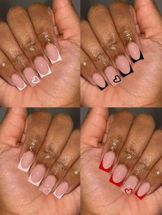 Multicolored nails designs by @WomenNailsdesigns #youtubeshorts #youtube #ytshorts Nail Art Black Women, French Tip Inspo Nails, Nail Designs On Black Women, Nails With Red And White, Cool French Tip Nail Designs, Nail Inspo Black Women, Cute Nails Square, Black Women Nails, Nail Designs Square