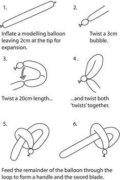 instructions for how to tie a knot in the shape of a ballon, with pictures below