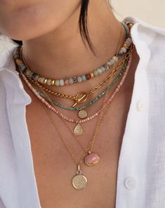 Our Beaded Pink Opal Drop Pendant Necklace is ethically crafted using traditional Bali jewelry techniques. Dotting work brings texture in 18k gold plated metal. Bali Jewelry, Anna Beck, Estilo Hippie, Trending Necklaces, Stacked Necklaces, Toggle Necklace, Drop Pendant Necklace, Chic Earrings, Jewelry Techniques