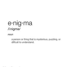 the words e - nigma are written in black and white on a white background