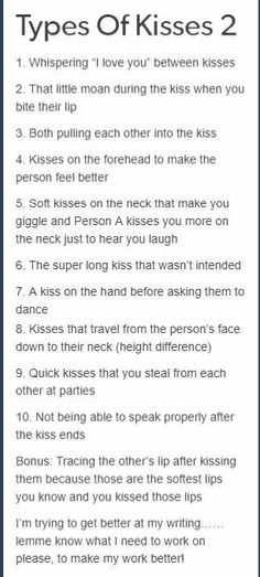 the types of kisses that are in each other's hands