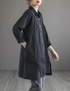 Loose Solid Color Mid-length Shirt – Obiono Knee-length Linen Shirt Dress, White Knee-length Shirt Dress With Loose Fit, Linen Knee-length Shirt Dress With Buttons, Oversized Cotton Knee-length Shirt Dress, Elegant Long-sleeved Linen Shirt, Linen Dress Pants, Linen Loose Dress, Loose Linen Pants, Linen Outfits