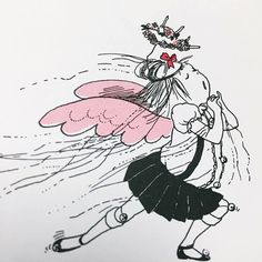 a drawing of a woman dressed as a fairy