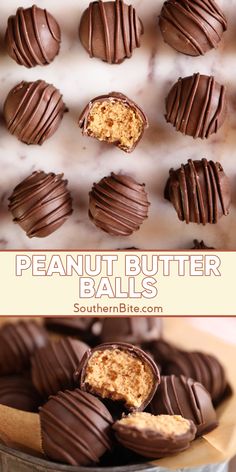 chocolate peanut butter balls in a metal pan