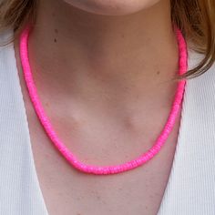 Puka Shell Necklace Pink Round Hawaiian Sea Shell Beach Jewelry, Surfer necklace, SUP 16 or 18 Inches 7067 PNK #WomensNecklace #ShellNecklace #18Inches #seashell #PukaShellNecklace #sup #SeaShell #PukaShellChoker #BeachJewelry #SurferNecklace Adjustable Single Strand Pink Beaded Necklace, Pink Tiny Beads Necklace For The Beach, Summer Beach Necklace With Faceted Beads, Pink Beaded Necklaces For Summer, Pink Tiny Beads Jewelry For Vacation, Beaded Necklaces With Letter Beads For Beach, Pink Tiny Beads Vacation Jewelry, Handmade Pink Strand Jewelry, Handmade Pink Beads For Summer