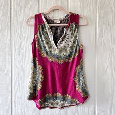 Anthropologie Anthropologie Meadow Rue Boho Medallion Print V Neck Sleeveless Top Hot Pink Medium New Without Tags Boho Peasant Gypsy Hi Lo Hem No Wear No Flaws Size Medium Approximate Flat Lay Measurements Pit To Pit 18" Length 26"- 28" Welcome To Poshmark Use My Invite Code Hillbillychic At Sign-Up For $10 Off Your First Purchase M0624 Bohemian Tank Blouse For Vacation, Multicolor Sleeveless Vest Blouse, Bohemian Style Sleeveless Multicolor Blouse, Sleeveless Pink Blouse For Vacation, Multicolor Sleeveless Blouse With Vest Detail, Bohemian Multicolor Sleeveless Blouse, Bohemian Multicolor Sleeveless Top, Bohemian Sleeveless Blouse With Floral Print, Bohemian Sleeveless Multicolor Blouse