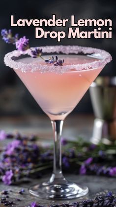 Lavender Lemon Drop Martini Lavender Patch Martini, Lavender Lemondrop Martini, Lavender Lemon Drop Martini Recipe, Lavender Lemon Drop Cocktail, Lavender Lemon Drop Martini, Flavored Martini Recipes, Fancy Martinis, Summer Martini Recipes, Lavender Lemon Drop