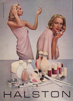 Halston Perfume, Vintage Makeup Ads, Beauty Advertising, Makeup Ads, Retro Makeup, Retro Beauty