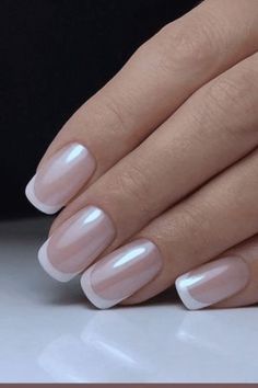 French Manicure Nails, Lovely Nails, Pearl Nails, Bride Nails