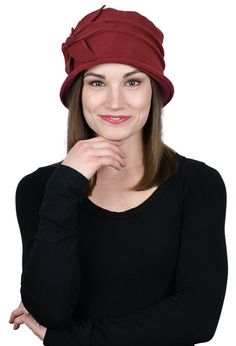 Flower Cloche, Burgundy Hat, Fleece Hats, Chemo Headwear, Women Hats Fashion, Hats Fashion, Women Hats, Vintage Trucker Hats, Women Hat