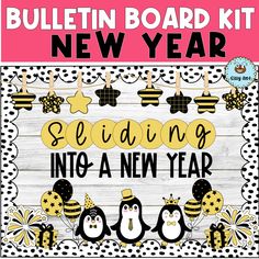 bulletin board kit for new year with penguins