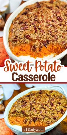 Sweet Potato Casserole is an easy, iconic side dish perfect for the holidays. Its smooth, velvety texture and sweet, distinctive flavor, with a crunchy pecan streusel and a hint of citrus, make it a classic favorite for your Thanksgiving table. Savory Sweet Potato Casserole, Savory Sweet Potato Recipes, Savory Sweet Potato, Sweet Potato Casserole Healthy, Casseroles Recipes, Best Sweet Potato Casserole, Sweet Potato Side Dish, Sweet Potato Sides, Sweet Potato Casserole Easy