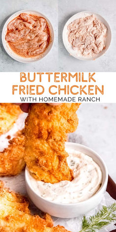 buttermilk fried chicken with homemade ranch dip is the perfect appetizer to serve at any party