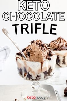 A trifle dish with a spoon sitting inside. Healthy Trifle, Chocolate Cake Pudding, Chocolate Trifle Recipe, Zucchini Tortillas, Chocolate Trifle Desserts, Trifle Dessert Recipes, Keto Chocolate Mousse, Keto Holiday Recipes, Dessert Truffles