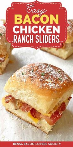 an easy chicken ranch slider recipe with bacon and cheese