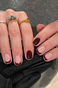 25+ Dark & Rich Burgundy Nails to Try Trendy Classy Nails, 25 Nails, Red Nail Varnish, Red Nail Theory, Nail Theory, French Tip Gel, Gel Ideas, French Tip Gel Nails, Deep Red Nails