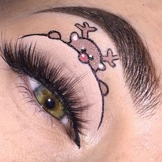 Reindeer Eye Makeup, Artsy Eye Makeup, Cute Christmas Makeup Looks, Santa Makeup, Спонж Beauty Blender, Christmas Eyeshadow Looks, Eye Makeup Guide