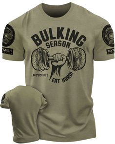 Bulking Season V2 Workout T-Shirt, Funny Gym Shirts, Lifting T-Shirt, Deadlift Pre-shrunk Graphic Tee For Training, Graphic Print Cotton T-shirt For Training, Graphic Print Training T-shirt, Training Graphic Print Short Sleeve T-shirt, Graphic Print Short Sleeve Training T-shirt, Powerlifting Shirts, Gym Shirts Mens, Bulking Season, Weightlifting Shirts