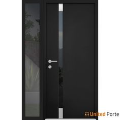 Front Exterior Prehung Steel Doors | Stainless Inserts Single Modern Doors | Black | Buy Doors Online Modern Doors, Two Tone Paint, Types Of Steel, Personal Belongings, Modern Door, Exterior Decor, Steel Doors, Thermal Insulation, Extreme Weather