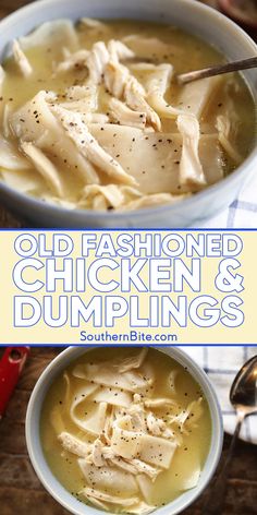 an image of old fashioned chicken and dumplings soup