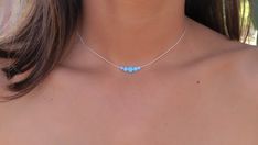 Diamond Jewelry Expensive, Opal Necklace Silver, Silver Necklace Simple, Cheap Silver Rings, Blue Opal Necklace, Dot Necklace, Beach Stuff, Necklace Opal, Synthetic Opal