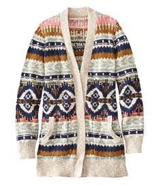 Women's Cotton Ragg Sweater, Open Cardigan Fair Isle Open Cardigan Sweater, Fair Isle Sweater, Women's Sweaters, Style Cardigan, Open Cardigan, L L Bean, Cotton Sweater, Sweater Weather, Fair Isle