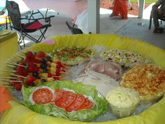 a platter filled with different types of food