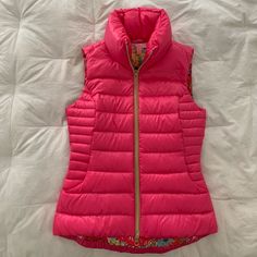 Never Worn. Perfect Condition. Color Is Bright Pink. Hot Pink Puffer Vest, Navy Blue Vest, White Puffer Vest, Sequin Vest, White Puffer, Collar Vest, Womens Puffer Vest, Blue Vests, Reversible Vest