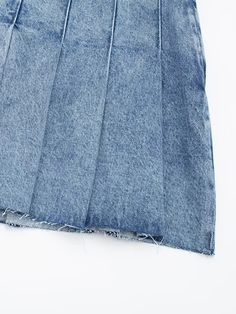 KAOPU ZA Women fashion blue wide pleated denim mini skirt Spring/summer new women's high-waisted Pleated Denim Mini Skirt, High Waisted Short Skirt, Womens High Waisted Shorts, Pleated Denim, Denim Mini, Short Skirt, Denim Mini Skirt, New Woman, Women Fashion