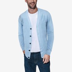 Quality basic cardigan suitable for daily wear Sweater Care, Basic Cardigan, Mens Cardigan Sweater, Casual Night Out, Mens Cardigan, Cotton Cardigan, X Ray, Powder Blue, Cardigan Sweater