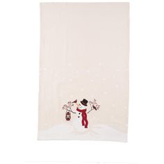 a white towel with a snowman on it