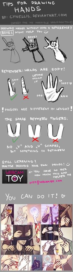 an info sheet showing how to draw hands